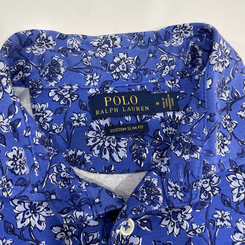 Polo Ralph Lauren Men’s Floral Polo Shirt Blue Custom Slim Fit All Over Print M